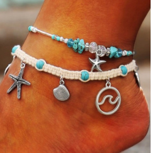 BOHO Shell Pendant Anklet - Picture 1 of 3